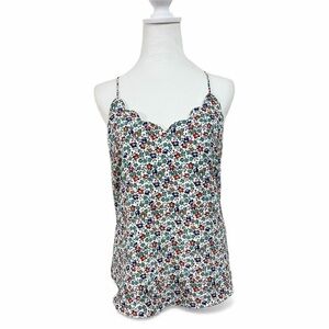 J.Crew Floral Camisole Top Women’s Size 4 White Multicolor Racerback Lined
